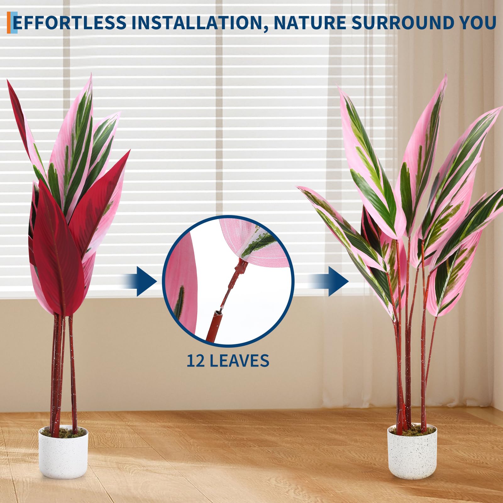 Plante artificielle Garvee en pot, feuilles réalistes, entretien facile, PEVA durable, pour bureau et salon, verte, élégante