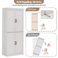 Armoire de rangement Garvee Pantry 70" avec portes et étagères réglables pour la cuisine et le salon, en MDF P2, robuste, anti-basculement, teinte bois neutre