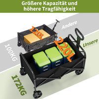 Garvee Chariot de Plage Pliable Tout-Terrain, Roues Larges et Grande Capacité, pour Camping, Pêche, Jardin et Charges Lourdes