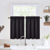 Garvee Lot de 2 cantonnières occultantes pour fenêtres, salon, cuisine, chambre, cantonnières isolantes thermiques, noires, 66 x 76 cm