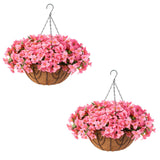 Ensemble de bougainvilliers artificiels Garvee avec panier pour jardin et terrasse, rose, résistant aux UV et aux intempéries.