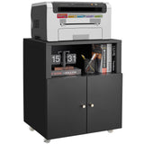 Garvee Armoire Métallique pour Imprimante avec Roulettes, Support Imprimante Robuste, 2 Portes en Acier, Bureau et Maison, Mobilité Facile, Noir - Noir