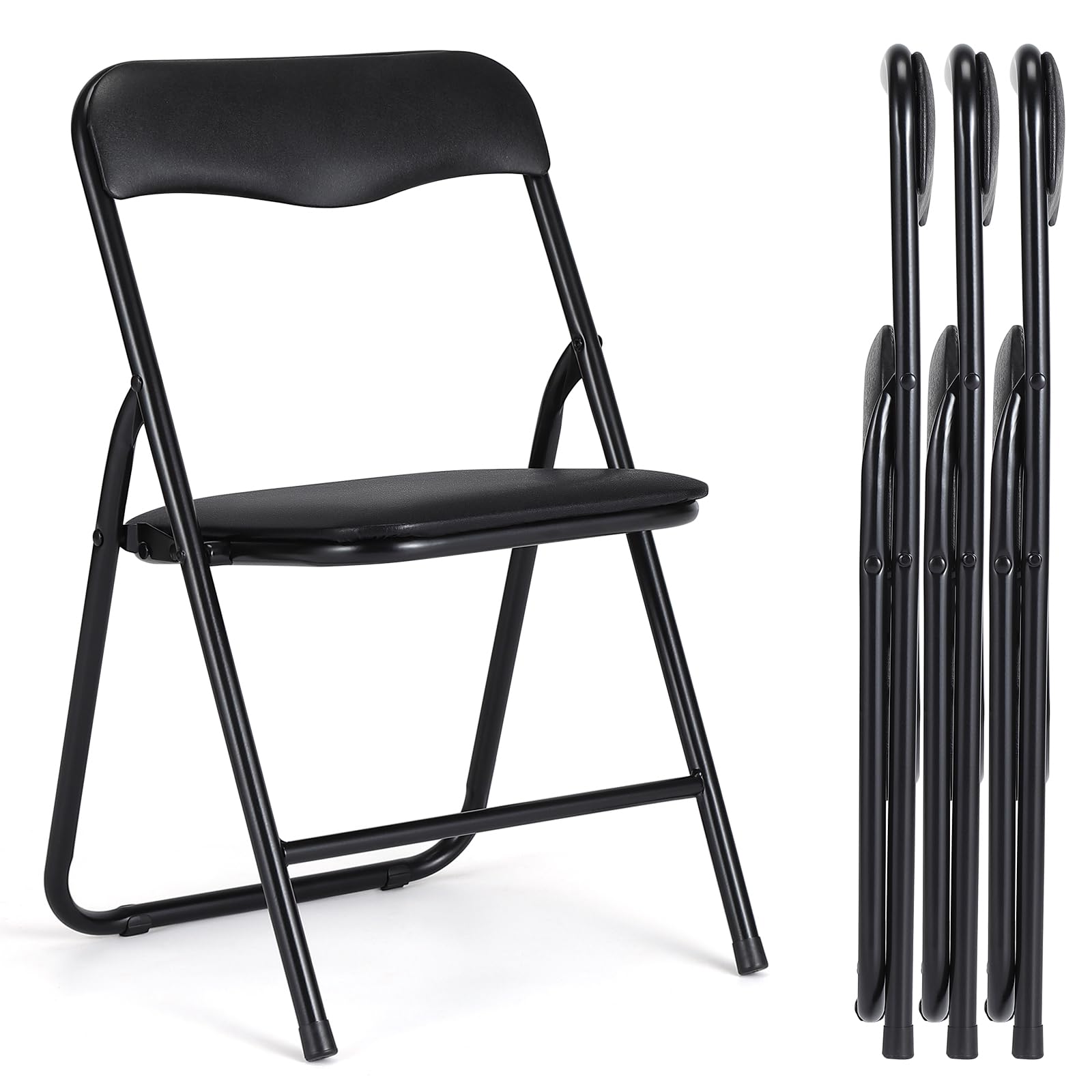 Ensemble table et chaises pliantes pour enfants Garvee avec structure en métal, rembourrées, stables, sûres, peu encombrantes, noires, pour manger et jouer