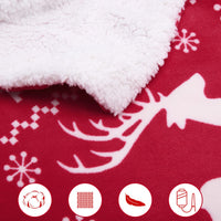 Plaid Garvee en polaire sherpa douce avec motif de rennes rouges pour canapé et lit 127 x 152 cm rouge