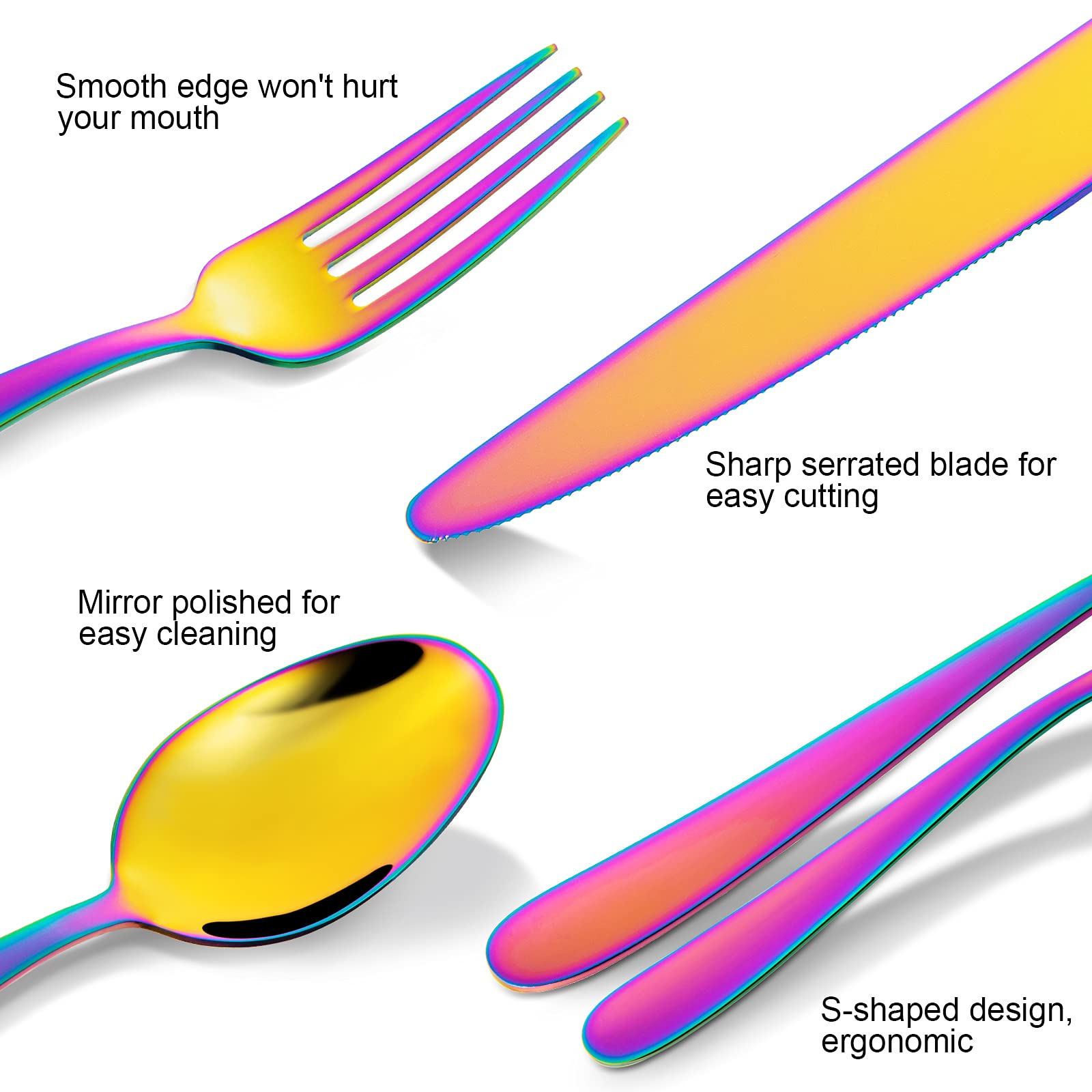 Garvee Ensemble de couverts modernes 30 pièces pour 6 personnes, en acier inoxydable, compatible lave-vaisselle, antirouille, ergonomique, argenté, idéal pour la maison, le restaurant et l'hôtel.