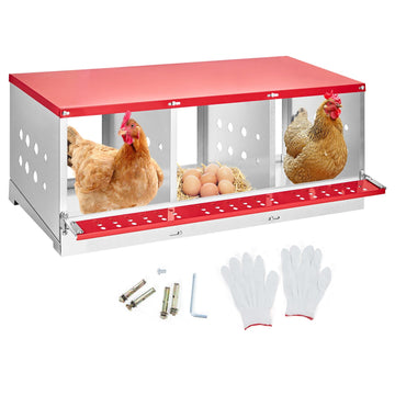 Nichoir métallique Garvee pour poules et canards, à 3 compartiments – Acier galvanisé, ventilé, antirouille, peu encombrant et facile à nettoyer