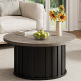 Garvee table basse ronde cannelée en métal, style mid-century, diamètre 81 cm, grise - Gris