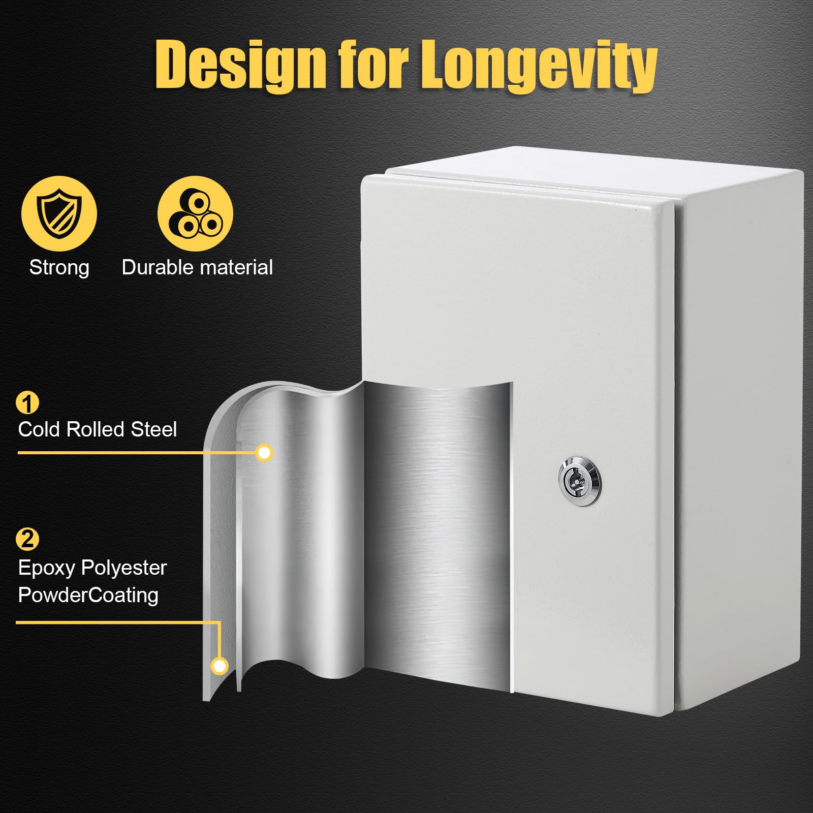 Boîtier en acier Garvee Nema 12 x 8 x 6 pouces, étanche à l'eau et à la poussière Nema 4X IP66, acier laminé à froid, pour une utilisation intérieure et extérieure, gris
