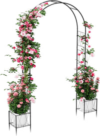 Arche de jardin Garvee 86,6 pouces en métal avec jardinière intégrée, résistante aux intempéries et réglable en hauteur, idéale pour les mariages et le jardin (noir).