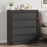 Garvee Table de chevet avec 4 tiroirs noir, rangement spacieux, design moderne, bois durable, facile à nettoyer, chambre à coucher - Noir effet bois