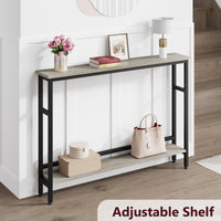 Garvee Console étroite 15 cm, table de canapé 2 niveaux avec étagère réglable, idéale salon, entrée, couloir et hall, gris