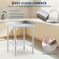 Table de cuisson Garvee en acier inoxydable 30,5 x 61 x 76 cm avec rebord de 5 cm et roulettes verrouillables pour la cuisine et le barbecue, capacité de charge de 300 kg, certifiée NSF, construction robuste, argent