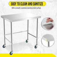 Garvee table de travail en acier inoxydable, 91 × 61 × 89 cm, conception robuste, mobile et fixe, pour cuisine et restaurant