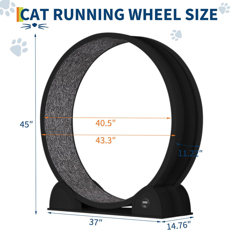 Roue pour chat avec tapis de course amovible et montage facile