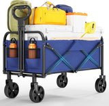 Garvee Chariot Pliable xL 172kg, Acier et Oxford 600D, Roues de 13cm, pour Camping, Pique-Nique et Excursions, Bleu - Bleu
