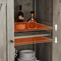 Garvee petit meuble de rangement, style campagne, avec 2 portes et étagères réglables, 76 × 40 × 80 cm, gris rustique, idéal pour le salon et la salle à manger