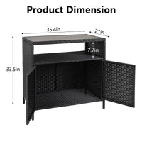 Armoire de rangement d'extérieur Garvee en résine tressée avec étagère, résistante aux intempéries, table en aluminium, 2 portes, fermeture magnétique, grise, pour jardin et terrasse