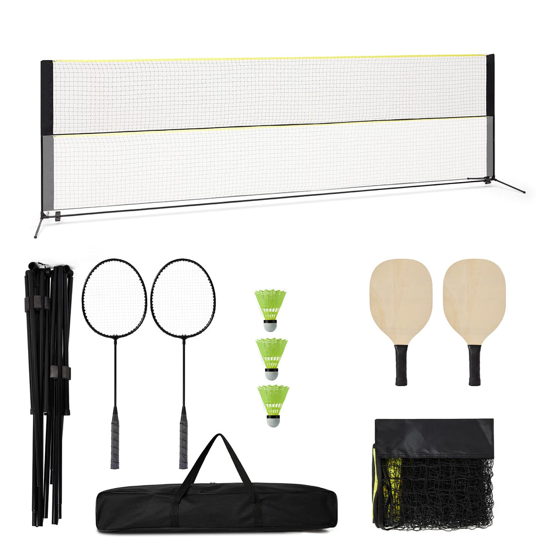 Filet de badminton Garvee 5,2 m (17 pi), pliable et réglable en hauteur, en nylon et fer, pour jeux intérieurs et extérieurs. Pied et sac de transport inclus.