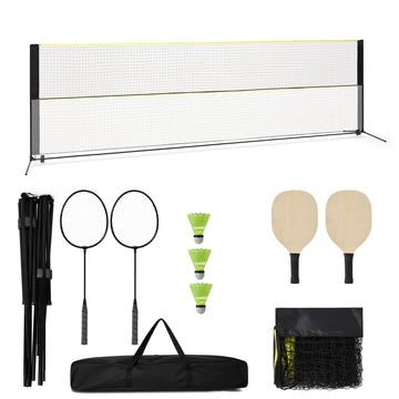 Filet de badminton Garvee 5,2 m (17 pi), pliable et réglable en hauteur, en nylon et fer, pour jeux intérieurs et extérieurs. Pied et sac de transport inclus.