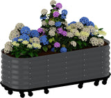 Garvee Bac de Jardin Surélevé Galvanisé 195 × 60 × 50 cm, avec Roues Verrouillables et Réservoir d’Eau, Portable et Antirouille, pour Balcon et Jardin, Gris - Gris