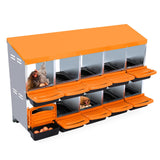 Garvee Pondoir à poules orange 10 compartiments sans pieds, acier galvanisé, ventilation et système de collecte des œufs, pour poulailler - Orange
