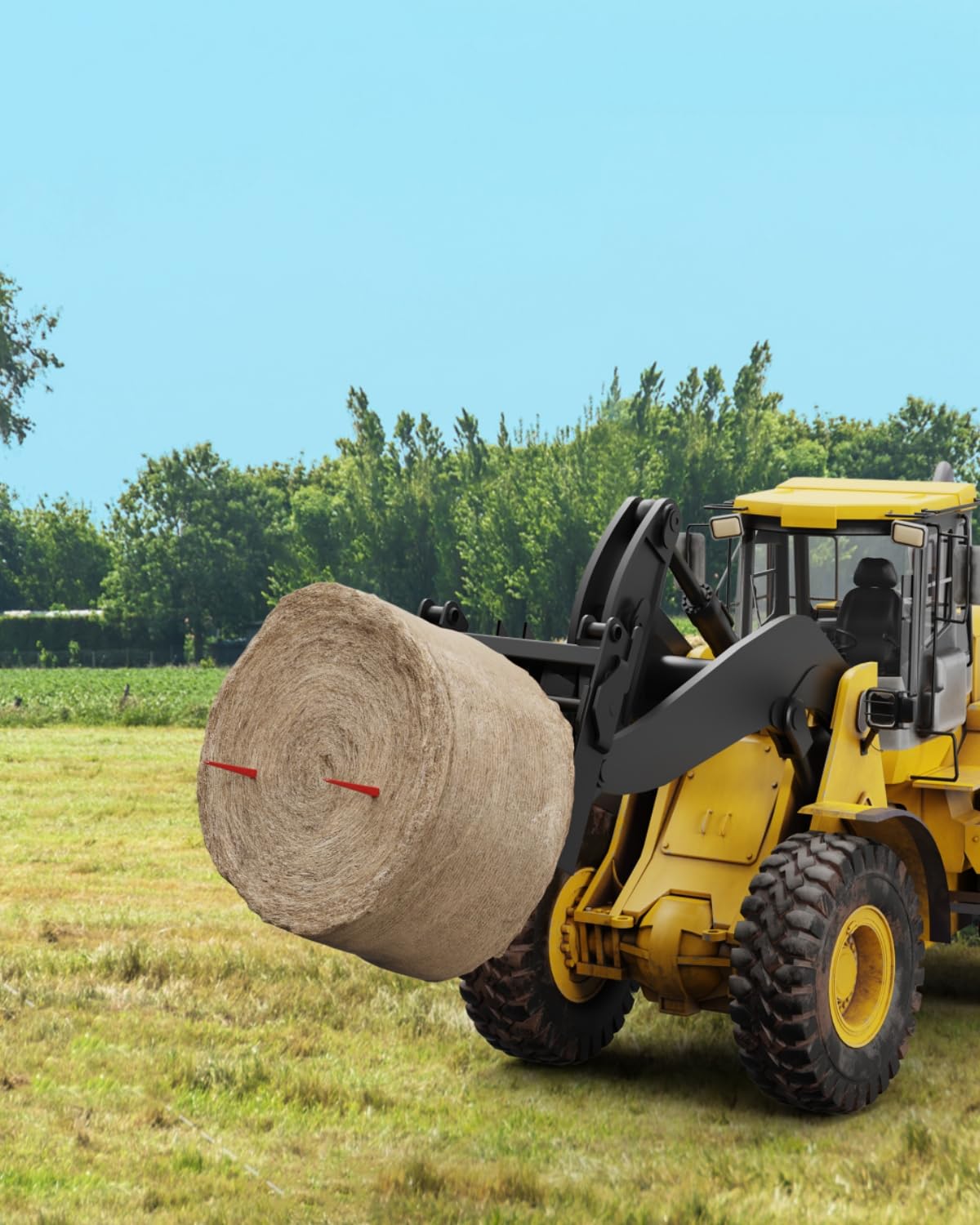 Fourche à foin Garvee 49" (124 cm) avec capacité de 2 041 kg (4 500 lb), pointe à dégagement rapide, acier à ressort, protection anticorrosion pour tracteurs et chargeuses, rouge