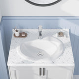 Garvee Lavabo ovale encastré 51 × 43 cm en céramique blanche résistante aux rayures, idéal pour les petites salles de bain. - Blanc