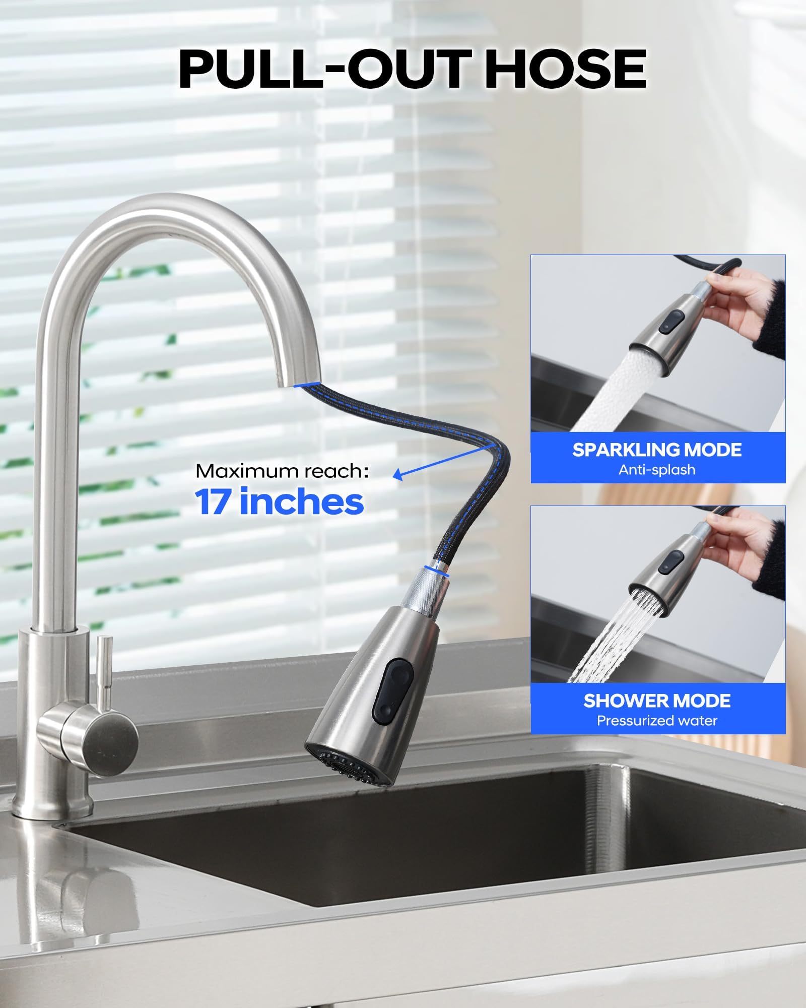 Garvee Évier utilitaire sur pieds 99 cm en acier inoxydable avec tiroirs, cuve simple, étagère inférieure, eau chaude/froide, argenté