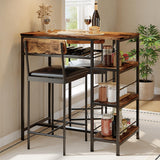 Garvee Ensemble de table à manger 3 pièces, table 91 × 42 × 94 cm et 2 tabourets rembourrés, cadre métal, brun, compact
