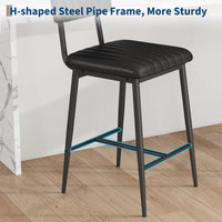 Ensemble de 2 tabourets de bar Garvee, en cuir PU, rembourrage épais, pieds en métal, dossier et repose-pieds, idéal pour îlot de cuisine, 65 cm (25,6 pouces), stable et élégant.