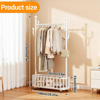 Portant à vêtements roulant Garvee avec structure en métal, roulettes pivotantes à 360°, grand panier pour chambres et boutiques, robuste et polyvalent, noir, hauteur 175 cm (68,9 pouces).
