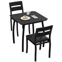 Ensemble de salle à manger Garvee 3 pièces pour 2 personnes, compact et robuste, table en MDF, chaises rembourrées en PU, structure en métal, noir, idéal pour les petites cuisines et les appartements.