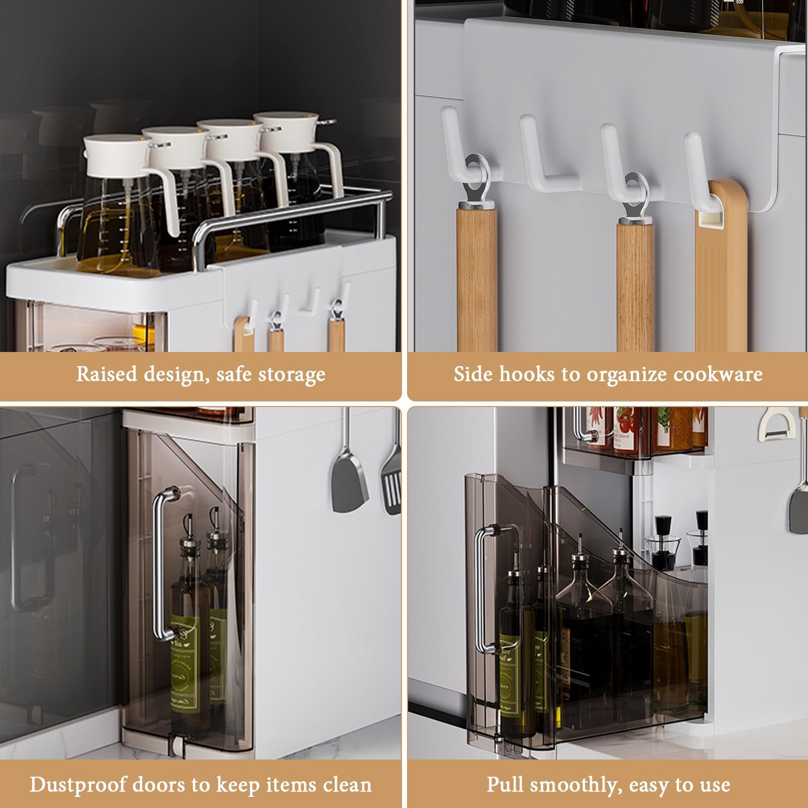Étagère à épices Garvee à 3 niveaux avec tiroir, gain de place, robuste, pour la cuisine et la salle de bain, compacte et polyvalente