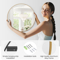Miroir mural rond doré Garvee 30", grand miroir de salle de bain, cadre en métal doré mat, décoration moderne pour la maison et la salle de bain