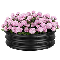 Potager surélevé galvanisé Garvee 107 x 28 cm, rond, sans fond, avec rebord de sécurité, idéal pour les légumes, les herbes aromatiques et les fleurs.