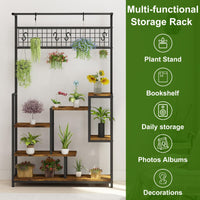 Étagère à plantes Garvee avec lampe de croissance, 7 niveaux, en métal robuste, pour balcon et salon, noire