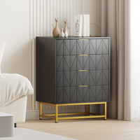 Garvee commode à 4 tiroirs avec pieds en métal pour le salon et la chambre, 81 cm, tiroirs en tissu