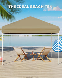 Pavillon pliant Garvee 3 x 3 m (10 x 10 pi) kaki, montage rapide sans outil, polyester, protection UV, pliable et léger pour événements en extérieur