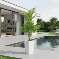 Palmier artificiel Areca Garvee de 1,37 m (50 pouces) avec pot blanc pour salon et bureau, flexible, réaliste, facile d'entretien, vert