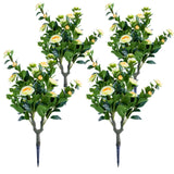 Garvee Topiaires Artificiels avec Fleurs de Camélia 90 cm, Lot de 2, PE Résistant aux UV, Piquets Métalliques, Intérieur/Extérieur, Rouge - 