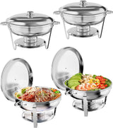 Garvee Ensemble de 4 chauffe-plats professionnels 5 L GN en acier inoxydable, empilables, pour buffet et événements