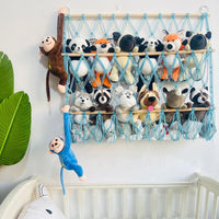 Hamac de rangement pour peluches Garvee, en filet macramé ajustable, pour chambre d'enfant ou salle de jeux, bleu