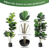 Garvee Ficus lyrata artificiel 152 cm en polyester avec pot blanc, arbre décoratif réaliste et durable pour intérieur et extérieur