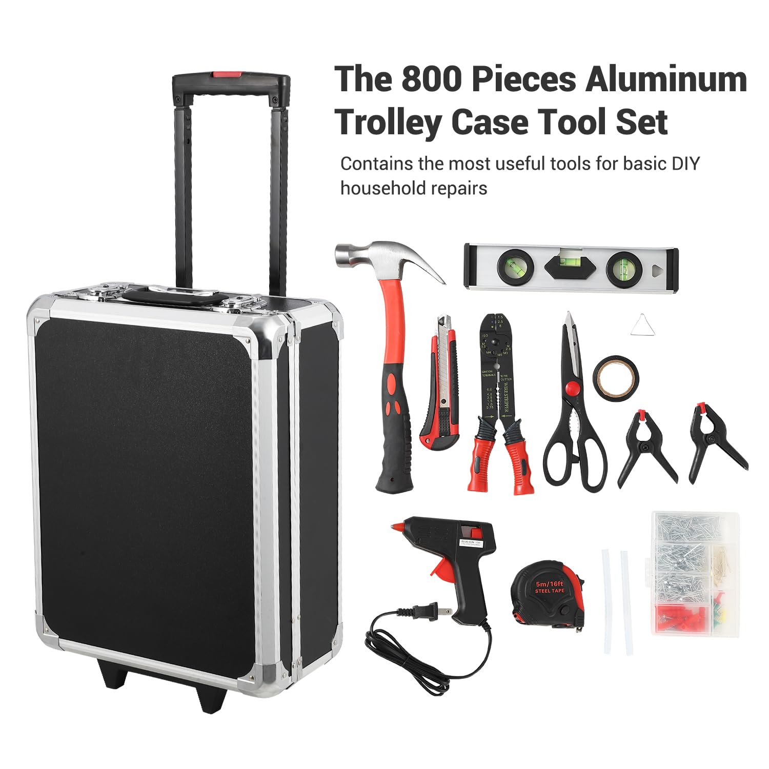 Coffret à outils Garvee 800 pièces – acier au chrome-vanadium, chariot à roulettes, idéal pour la maison, le bricolage et l'atelier