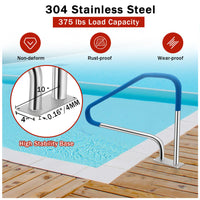 Main courante de piscine Garvee en acier inoxydable 304 avec poignées antidérapantes pour piscines enterrées, capacité de charge de 170 kg
