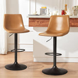 Garvee Lot de 2 tabourets de bar marron pivotants à 360°, hauteur réglable 61 à 81,3 cm, dossier rembourré et repose-pieds - Marron