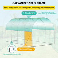 Serre Garvee 2,1 × 4,5 × 2,1 m – Serre à structure métallique avec 2 portes et 8 fenêtres pour le jardin et l'extérieur