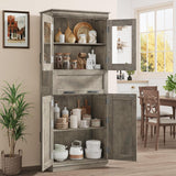 Garvee Meuble de rangement , 170 cm, 4 portes, tiroir, gris, étagères réglables - Gris
