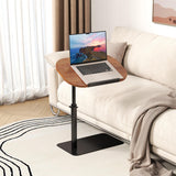 Garvee Table d'Appoint en C pour Canapé, Réglable en Hauteur et Pivotante à 360°, Finition Bois naturel, Design Compact et Résistant à l'Eau pour Salon et Petits Espaces - Bois naturel