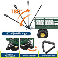 Garvee Chariot de jardin basculant 408 kg avec côtés amovibles, poignée rotative 180° et pneus 25 cm, acier robuste tout-terrain pour jardin et ferme